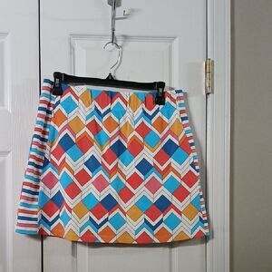 J. McLaughlin multicolor geometric faux wrap skort  Sz M NWOT